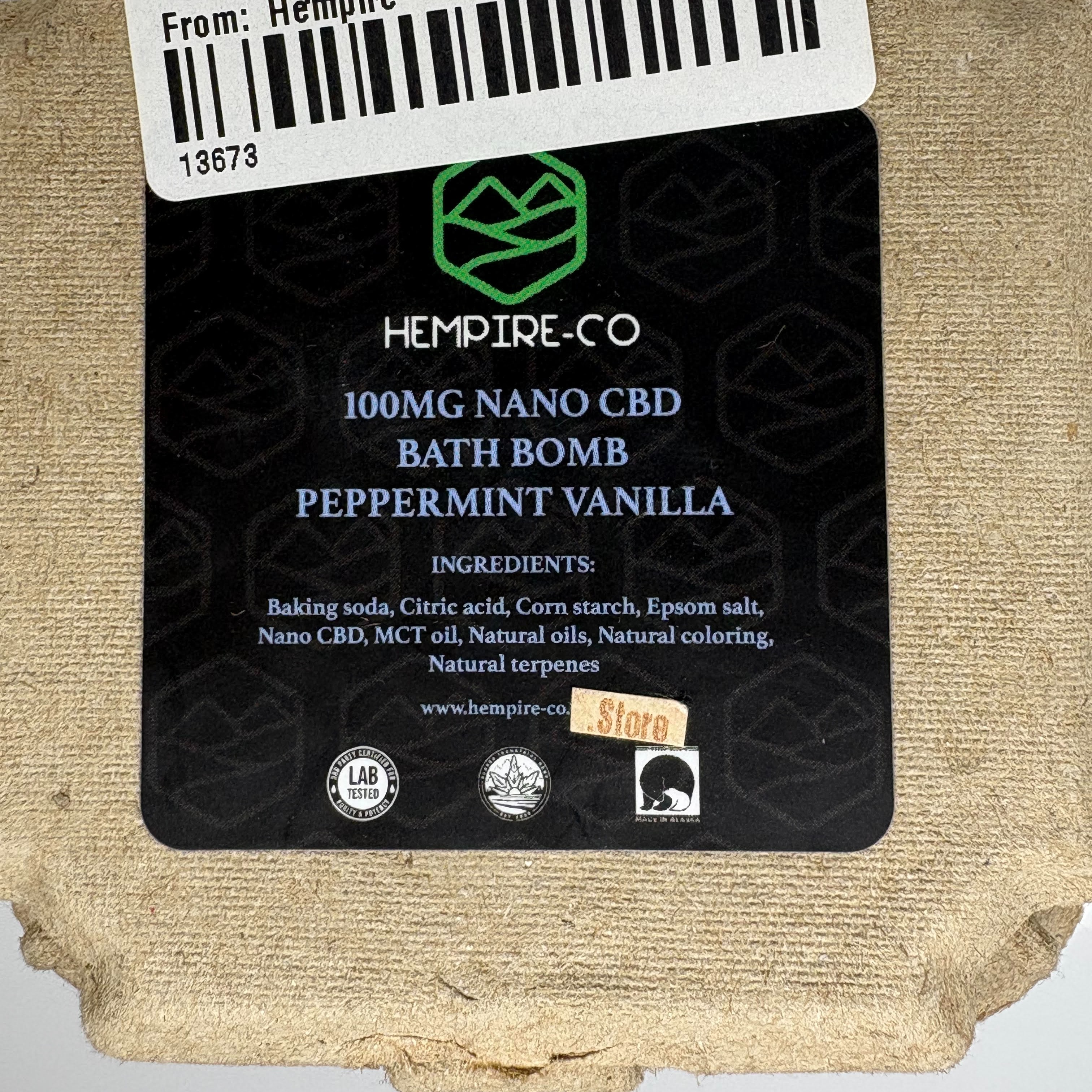 Photograph of product: CBD Peppermint Vanilla 100mg Bath Bomb By Hempire Co