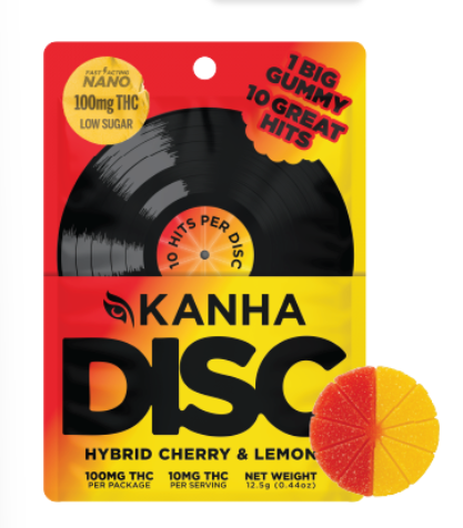 Photograph of product: Edible* - Kanha - Cherry and Lemon Disc (H) - 100mg