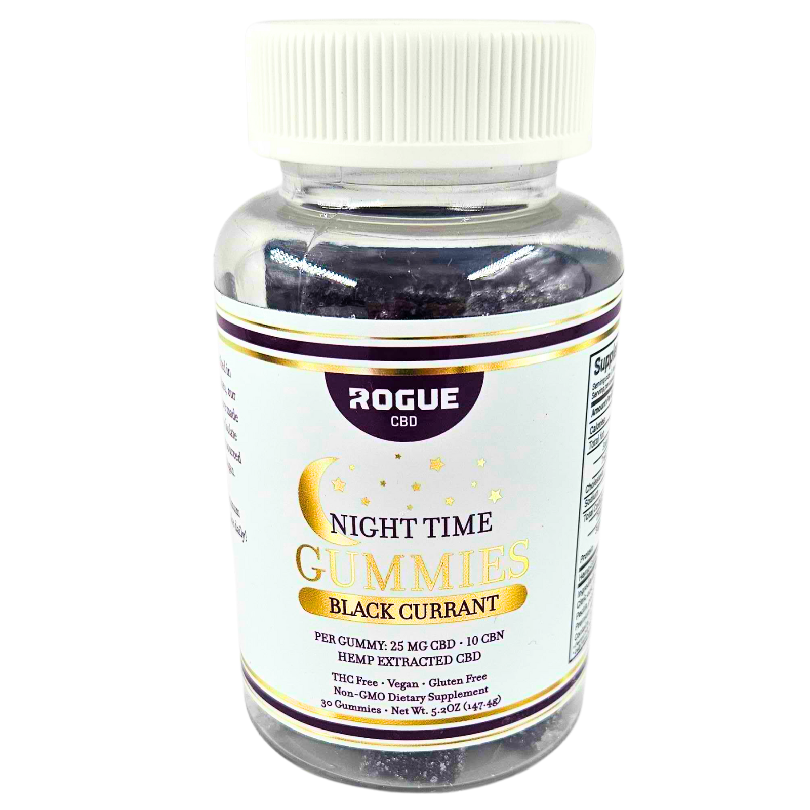 Photograph of product: ROGUE | EDIBLE  | GUMMIES | CBD:CBN  | Black Currant | 750MG