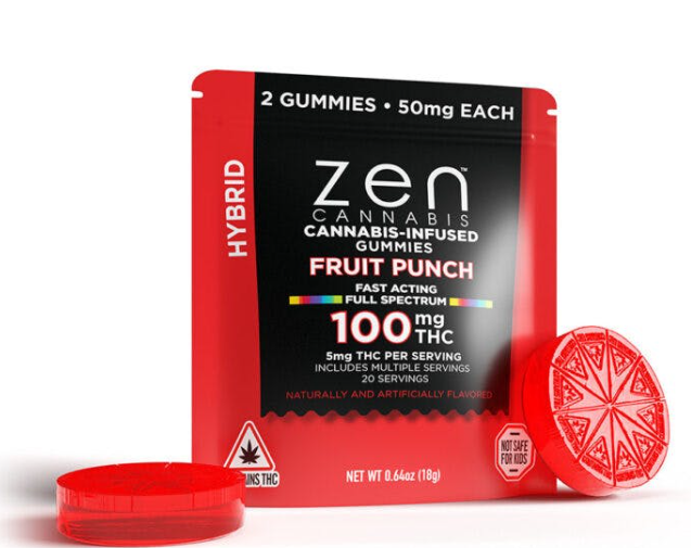 Photograph of product: ZEN - Gummy - Hybrid Fruit Punch 2pk | 85mg Edible