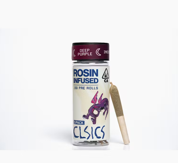 Photograph of product: CLSICS - 5ct Rosin Infused Pre Rolls - Deep Purple