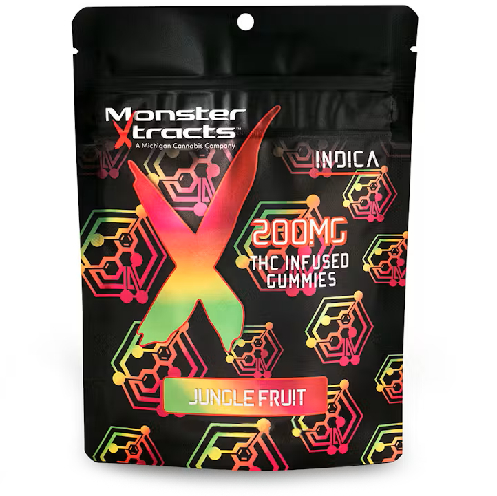 Photograph of product: Monster Xtracts Jungle Fruit Gummies 200mg Rec