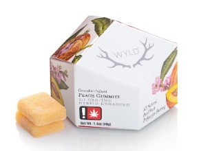 Photograph of product: 100mg 10pc 2:1 CBD:TH-oui Peach - Gummies - Wyld