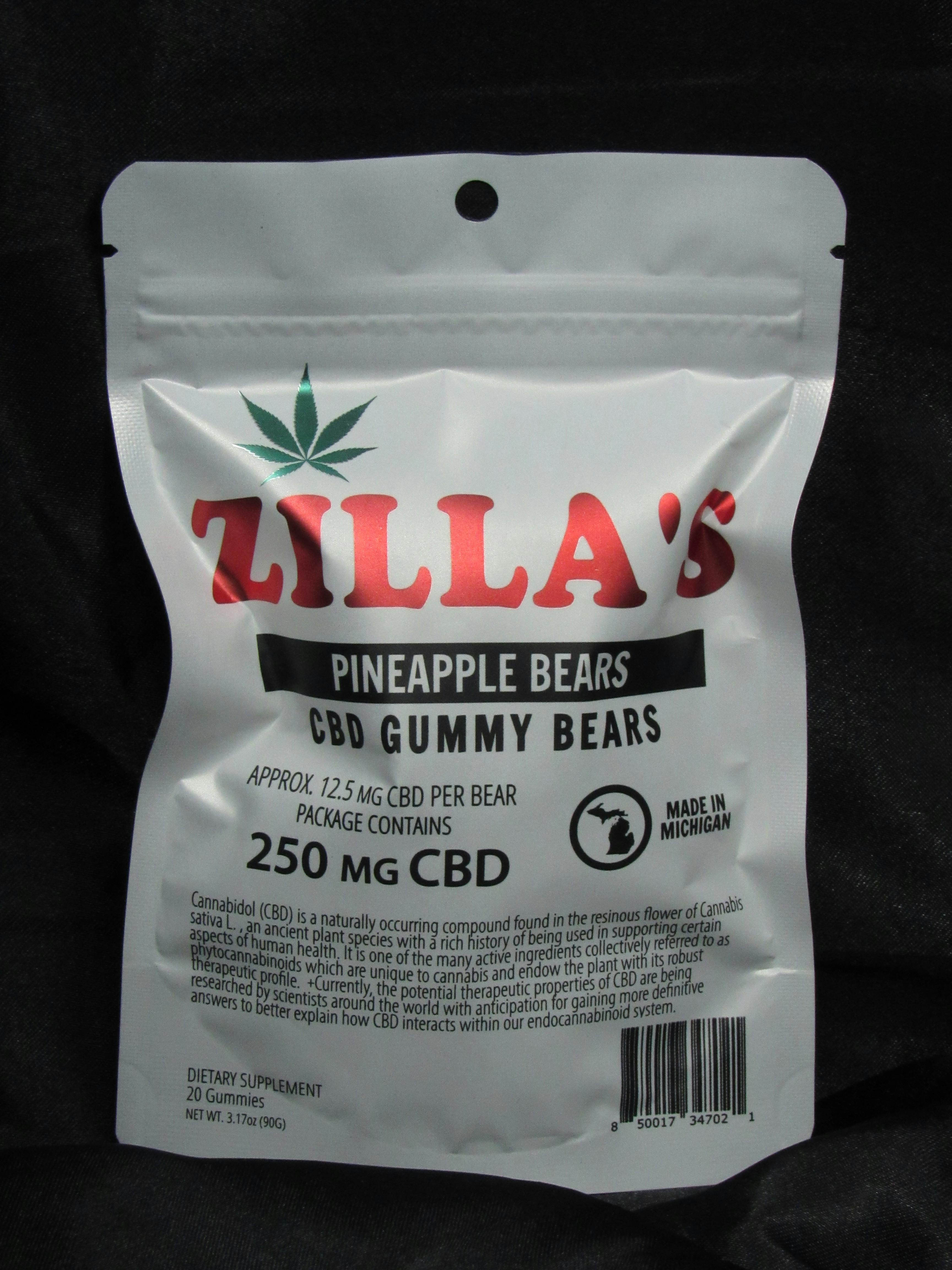Photograph of product: Pineapple 250mg CBD Gummy Bears