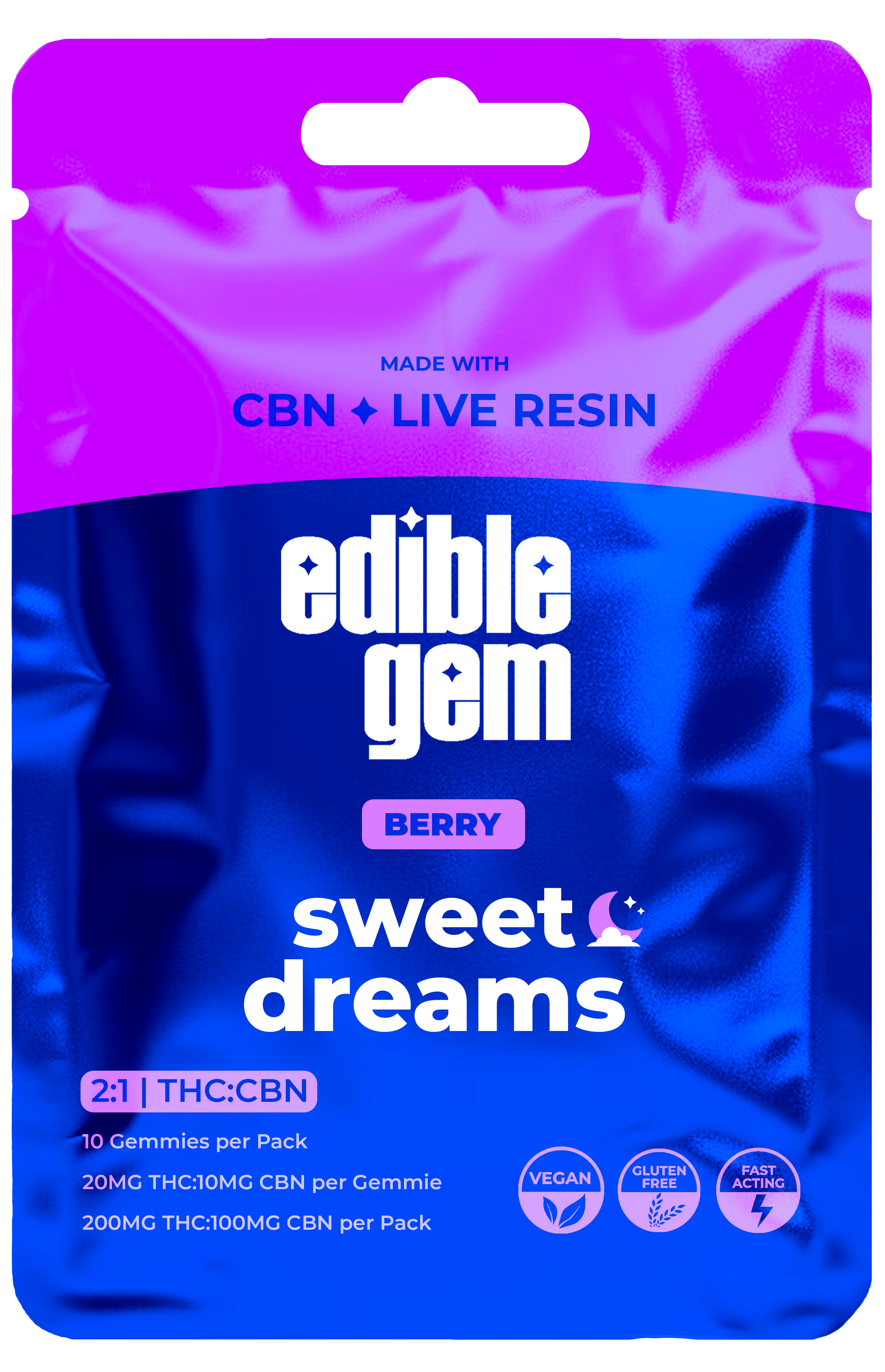 Photograph of Product: Edible Gems | Gummies | Berry | Sweet Dreams 2:1 CBN | 200mg