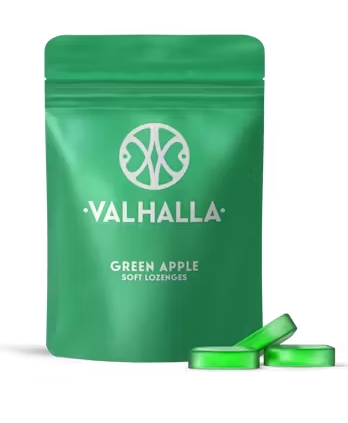 Photograph of product: Valhalla Edibles Soft Lozenges 10pk/100mg- Green Apple