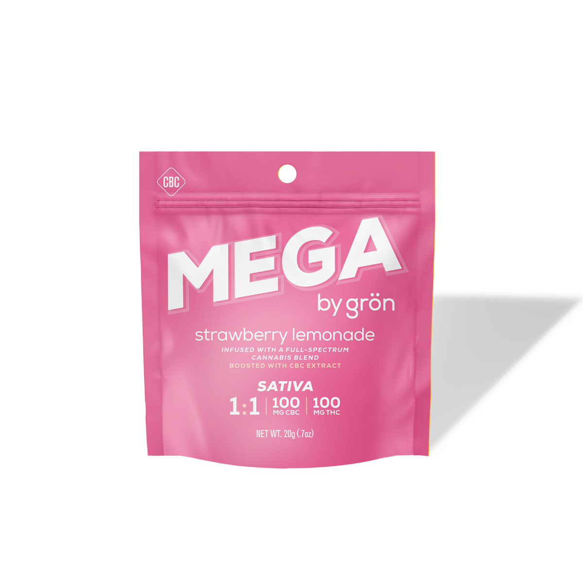 Photograph of product: Grn Pearls 100mg- Strawberry Lemonade 1:1 MEGA (CBC/TH-oui)