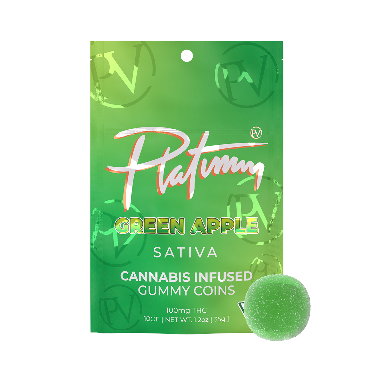 Photograph of product: Platinum Vape | 200mg Gummies | Green Apple