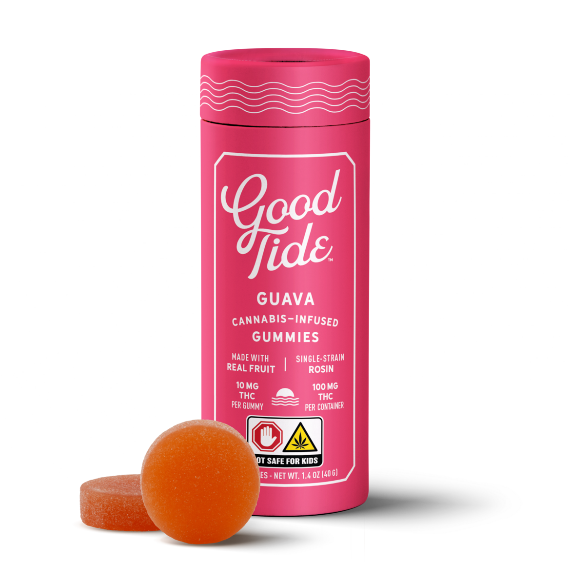 Photograph of product: Good Tide | Guava | Solventless au chocolat Rosin Gummies | 10pk | 100mg