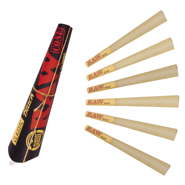Photograph of product: RAW  Black Classic Cones 1 1/4 6/pk