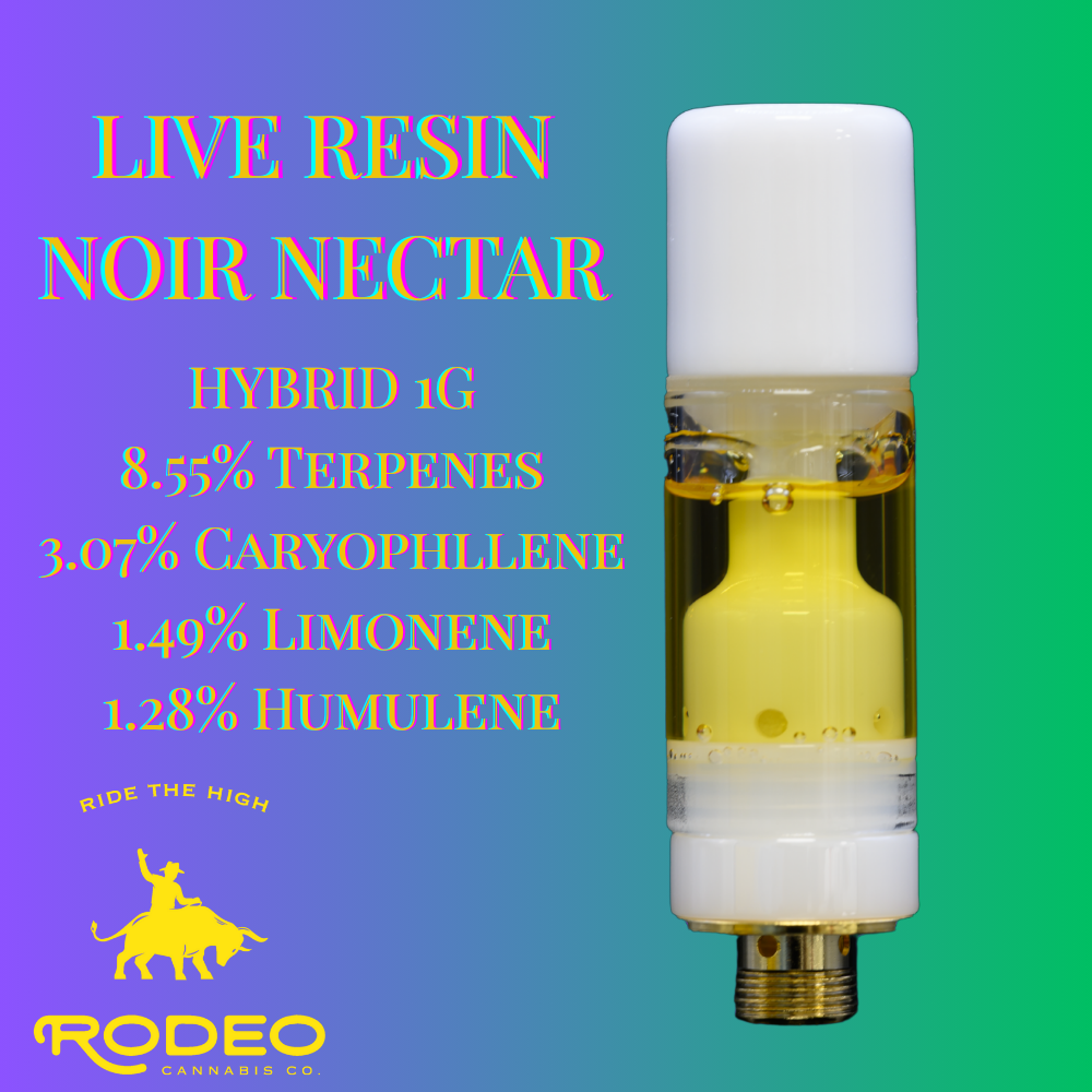 Photograph of product: Rodeo Live Resin Noir Nectar Vape 76.64% (I) 1g - 00203