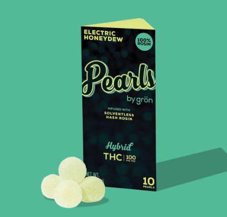 Photograph of product: E111 | Gron | Electric Honeydew Pearls | Hybrid | Rosin | 100mg