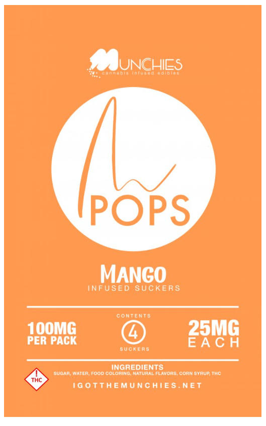 Photograph of product: I Got The Munchies | Mango Lollipop | 4pk/100mg