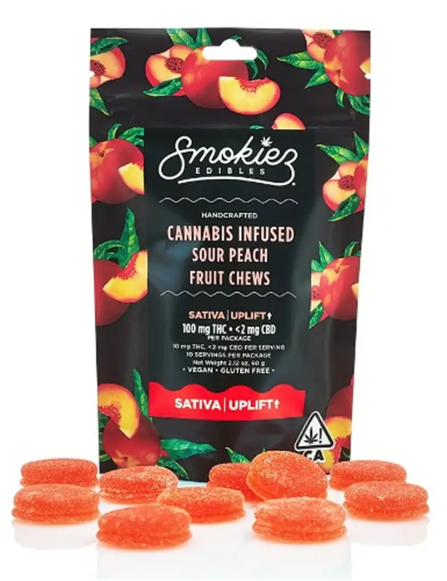 Photograph of product: Smokiez - Gummies - (S) - Sour Peach - 100mg