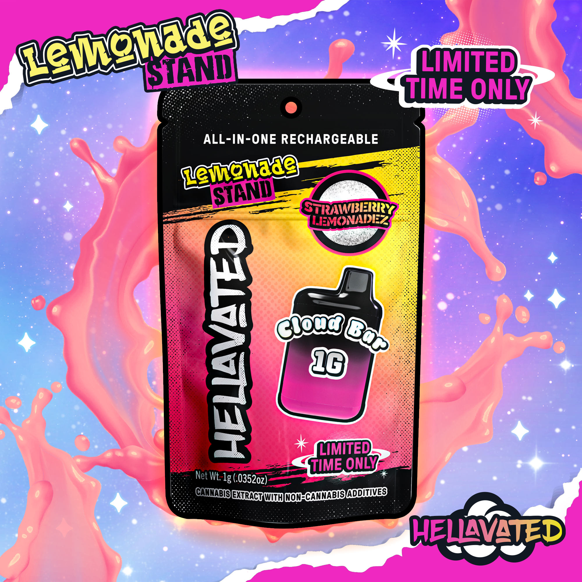 Photograph of product: Strawberry Lemonadez | Cloud Bar | 1g