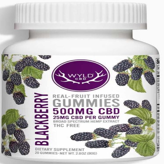 Photograph of product: WYLD Blackberry CBD 500MG gummies - 