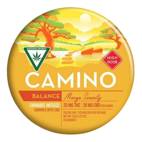 Photograph of product: Kiva Confections Camino Mango Balance Gummies 200mg THC : 200mg CBD