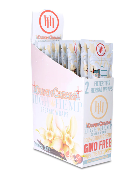 Photograph of product: High Hemp Dutch Cream Organic Wraps + Filter Tips 2pk