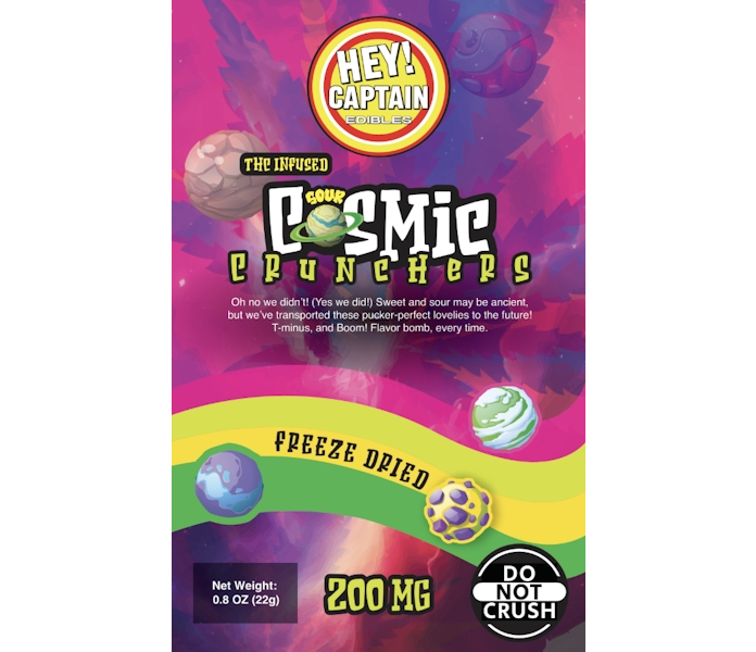 Photograph of product: Hey Captain Edibles/ Sour Cosmic Crunchers/ 200mg