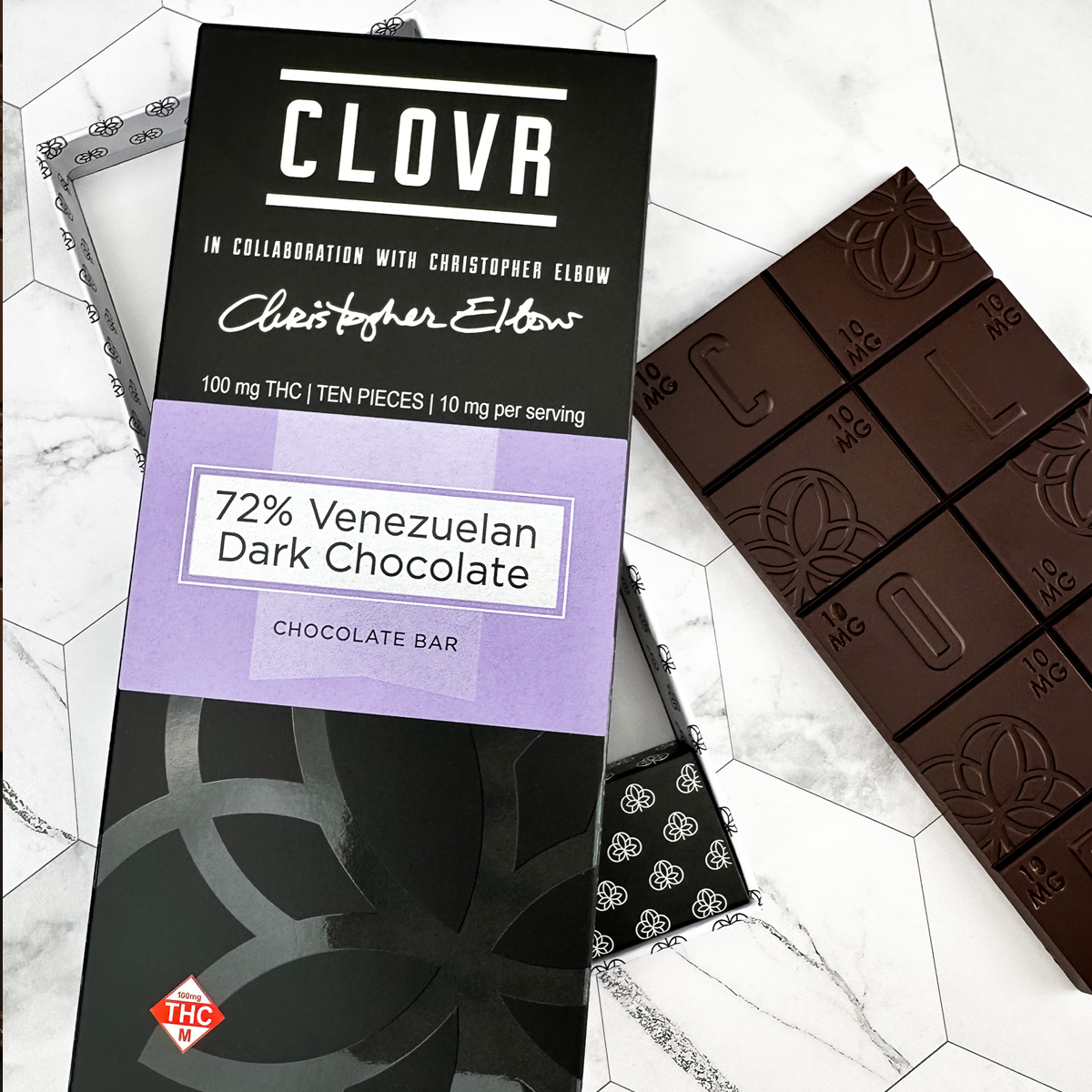 Photograph of product: Clovr-Chocolate Bar-Venezuelan Dark--100mg