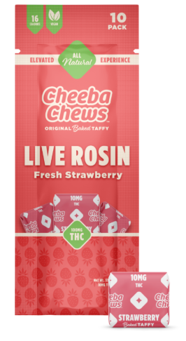 Photograph of product: Cheeba Chews Fresh Strawberry Live Rosin 10pk