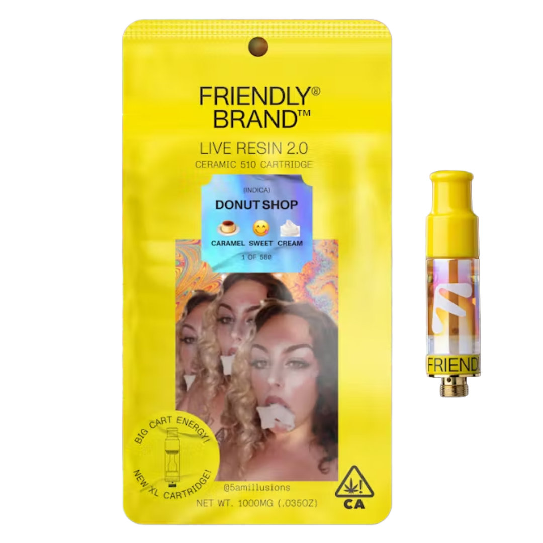 Photograph of product: FRIENDLY - DONUT SHOP LIVE RESIN 510 CART 1000MG