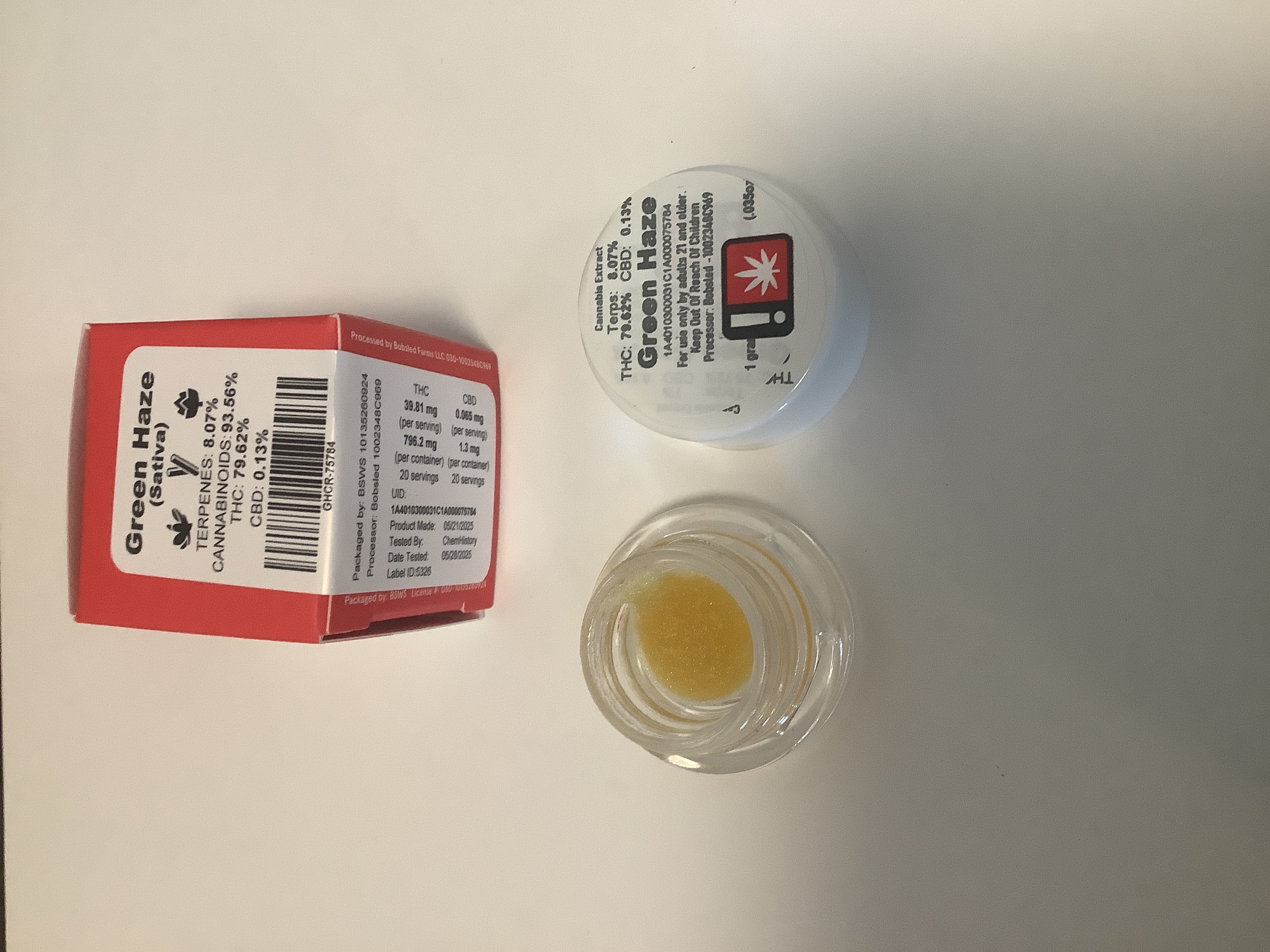 Photograph of product: Bobsled | GREEN HAZE Cured Resin | 1g