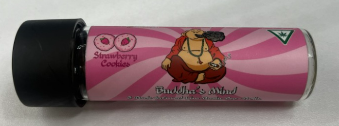 Photograph of product: Buddhas Mind | Strawberry Fields | Infused Preroll x 3 (1.8g) | Oui'd