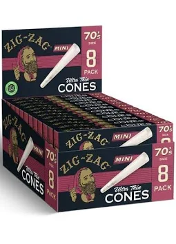 Photograph of product: Zig Zag Ultra Thin Mini Cones 70mm 8pk (YBW)