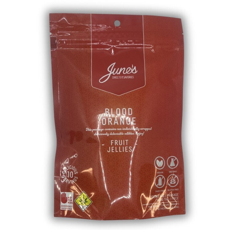 Photograph of product: Blood Orange 10pk 100mg Fruit Jellies (June's)