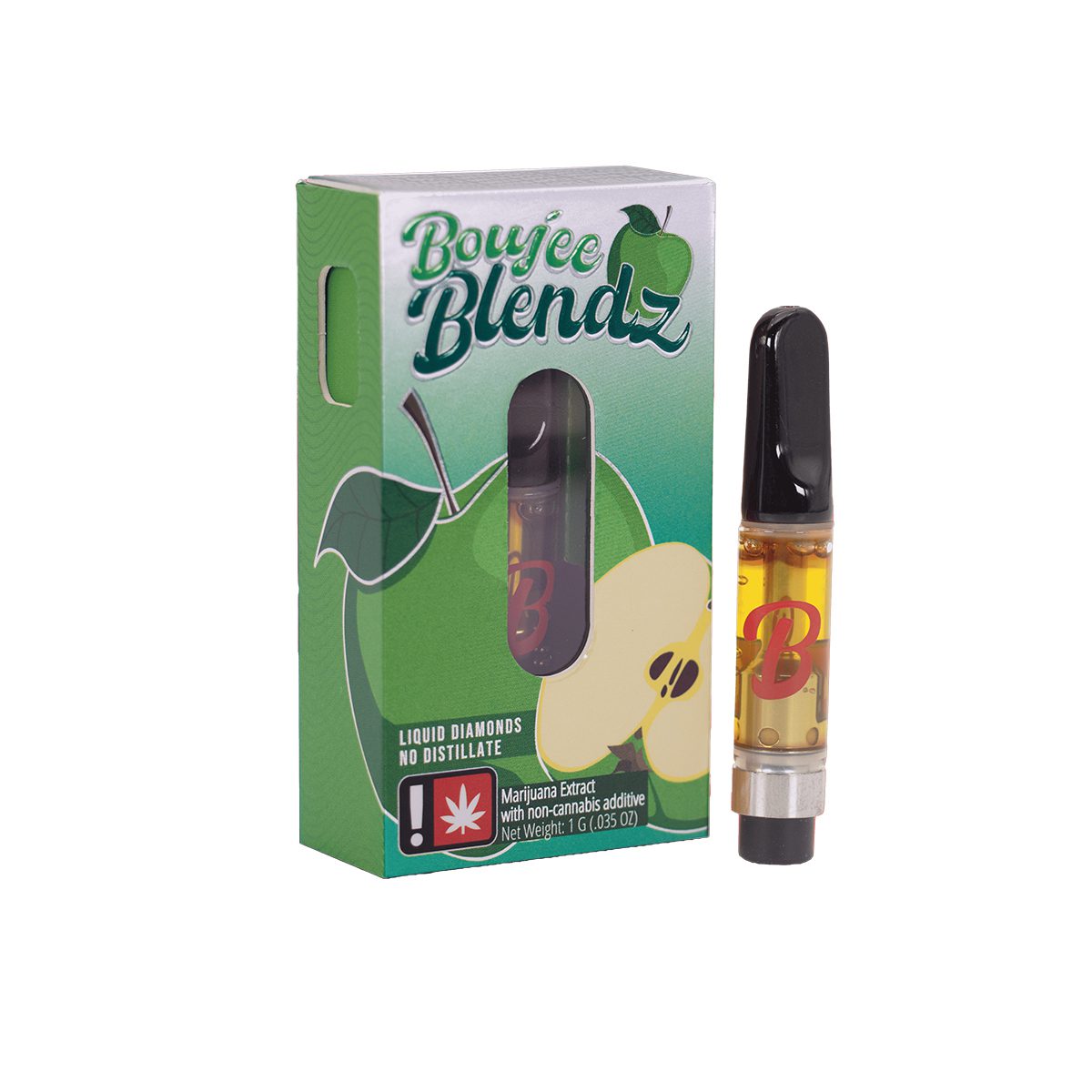 Photograph of product: Boujee Blendz | Green Apple | Flavored Live Diamonds Cartridge 1g
