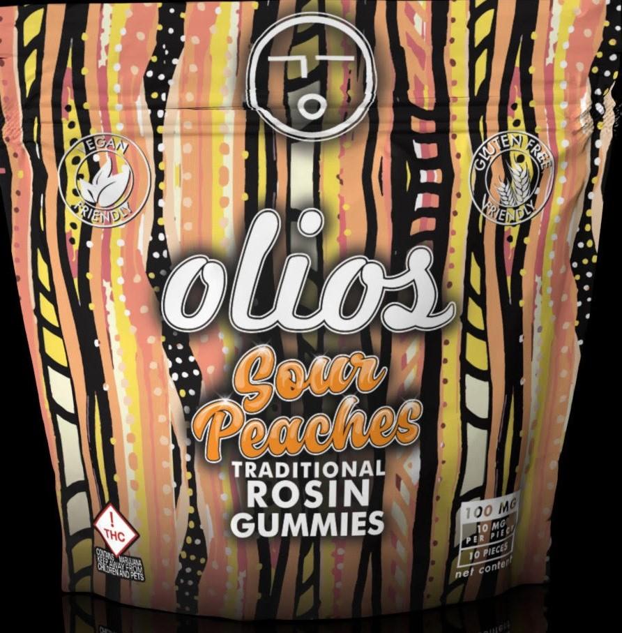 Photograph of product: Sour Peach Rosin Gummies 100mg | Olio