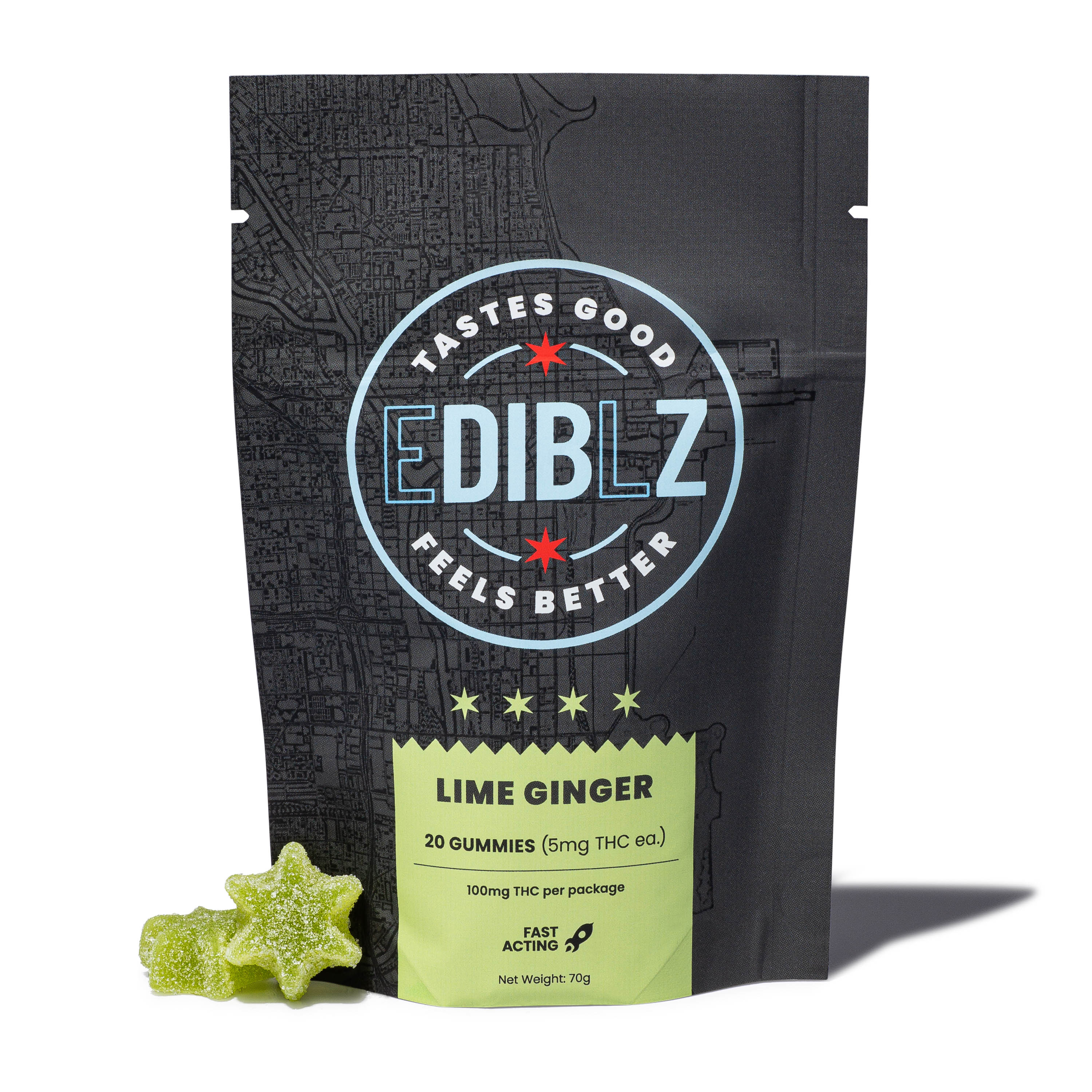 Photograph of product: CoC DIBZ Gummies - Lime Ginger Fast Acting! 100mg (20pk)