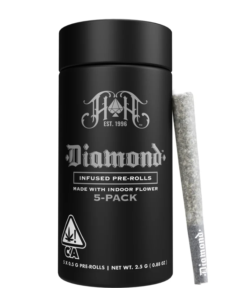 Photograph of product: PRIVATE RESERVE 2.5G DIAMOND INFUSED 5 PACK PREROLLS
