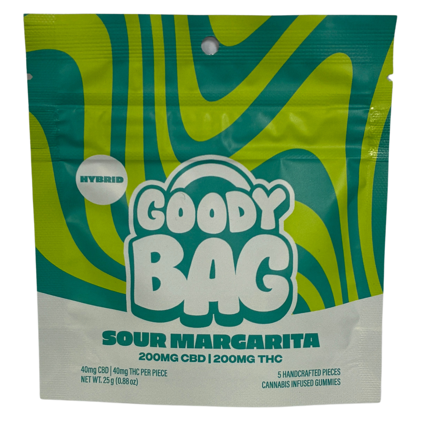 Photograph of product: Goody Bag | Sour Margarita 1:1 | 5 PC CBD:TH-oui Gummies | 200mg:200mg
