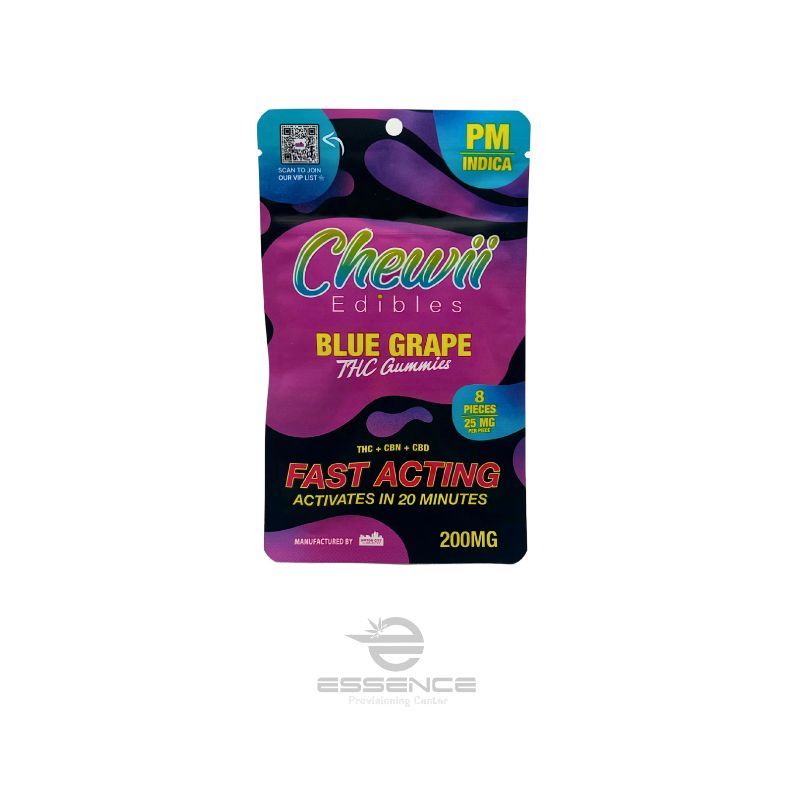 Photograph of product: Chewii - Blue Grape - Fast Acting Gummies (8x25mg) - 200mg (Oui'd)