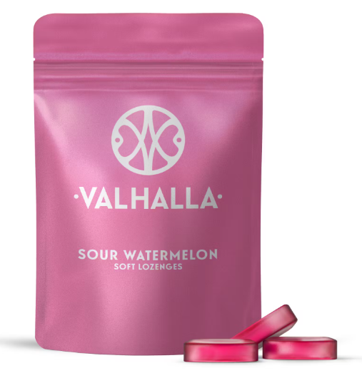 Photograph of product: Valhalla Sour Watermelon Soft Lozenges 10mg X 10pk