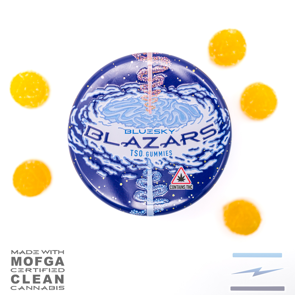 Photograph of product: Blazars TSO Gummies 200mg Sour Peach W/Frostee TSO