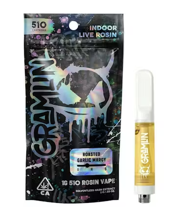 Photograph of product: Gramlin - Cartridge - Roasted Garlic Margy - Live Rosin - 1G
