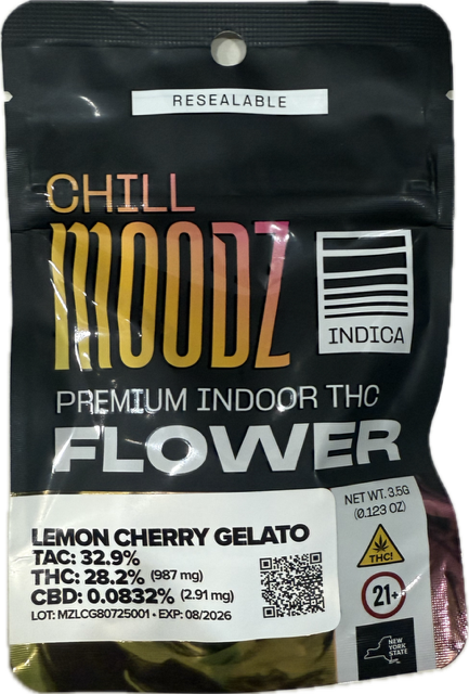 Photograph of product: Moodz | Flower | Lemon Cherry Gelato | 3.5g | Oui'd | 28.2% TH-oui