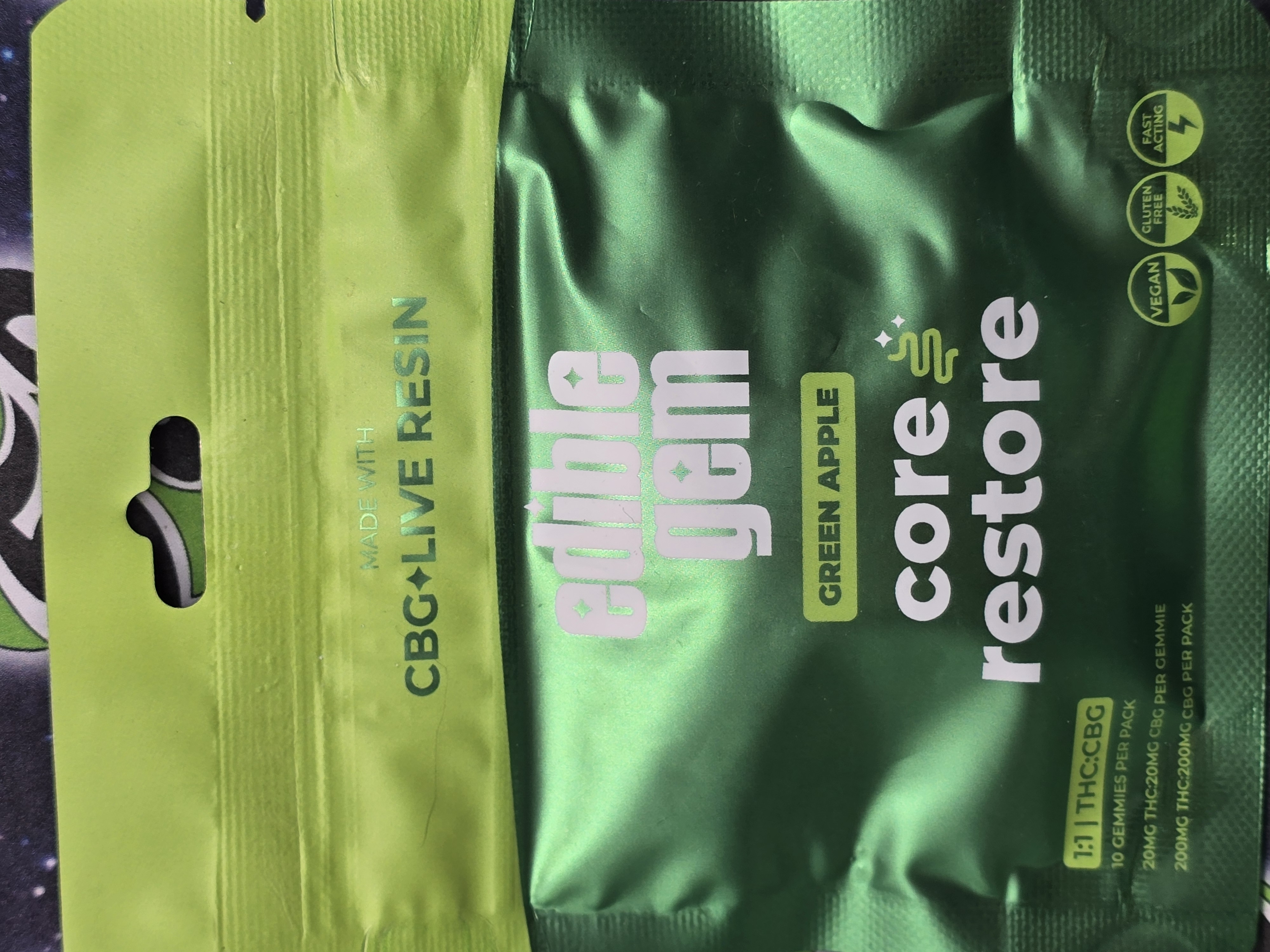 Photograph of product: Edible Gem | Green Apple | 200mg Edible 1:1 TH-oui/CBG