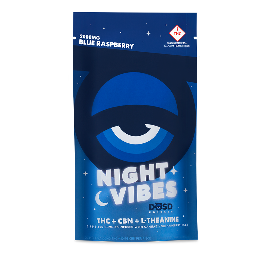 Photograph of product: DOSD Night Vibes Gummies | 2,000mg TH-oui : 200mg CBN | Blue Raspberry