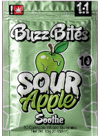 Photograph of product: Buzz Bites Sour Apple Soothe 1:1 Gummy 10 Piece