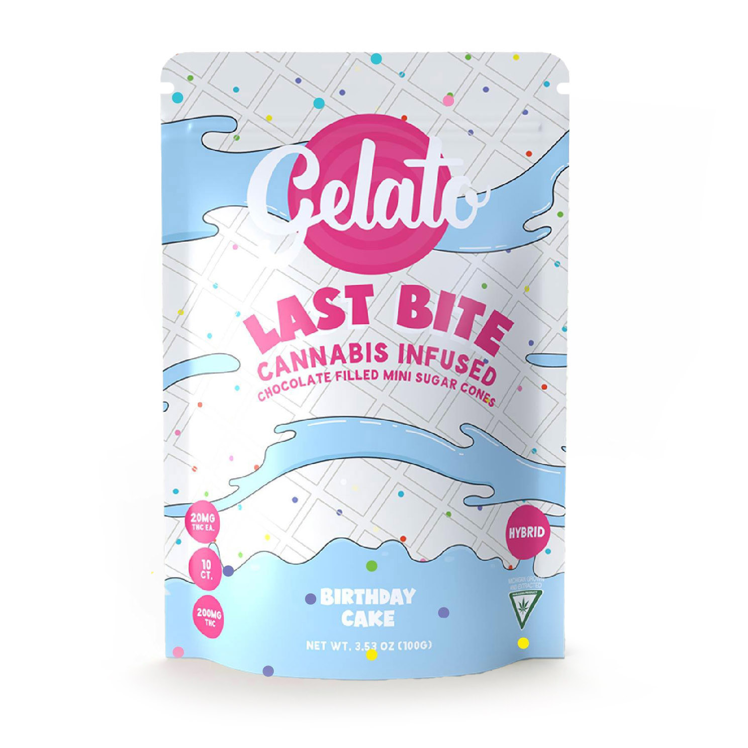 Photograph of product: Gelato Last Bite Birthday Cake Cones 200mg Rec
