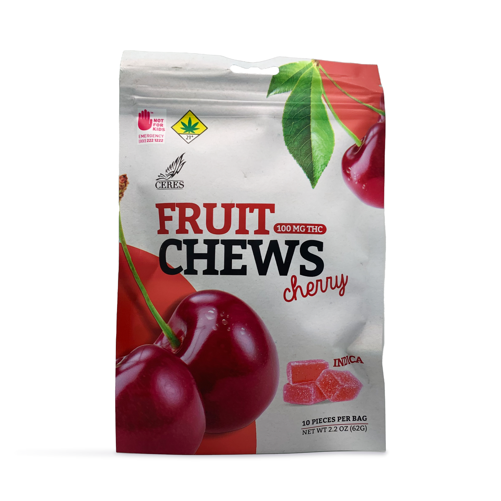 Photograph of product: Cherry Oui'd Fruit Chews 10-Pack | 100mg