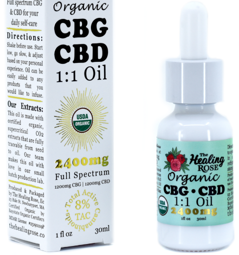 Photograph of product: The Healing Rose Organic Full Spectrum CBG:CBD Oil | 1:1 | 2400mg