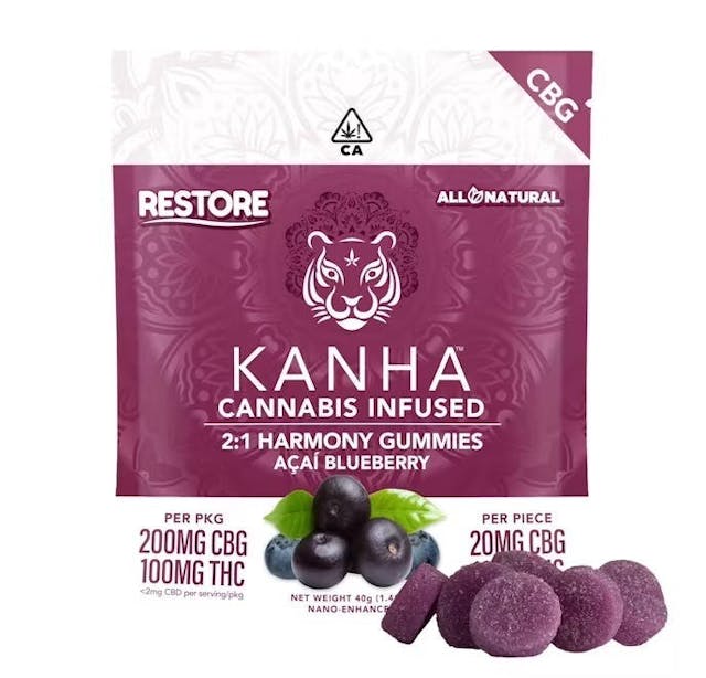 Photograph of product: NANO | Acai Blueberry 2:1 CBG | 100mg Gummies