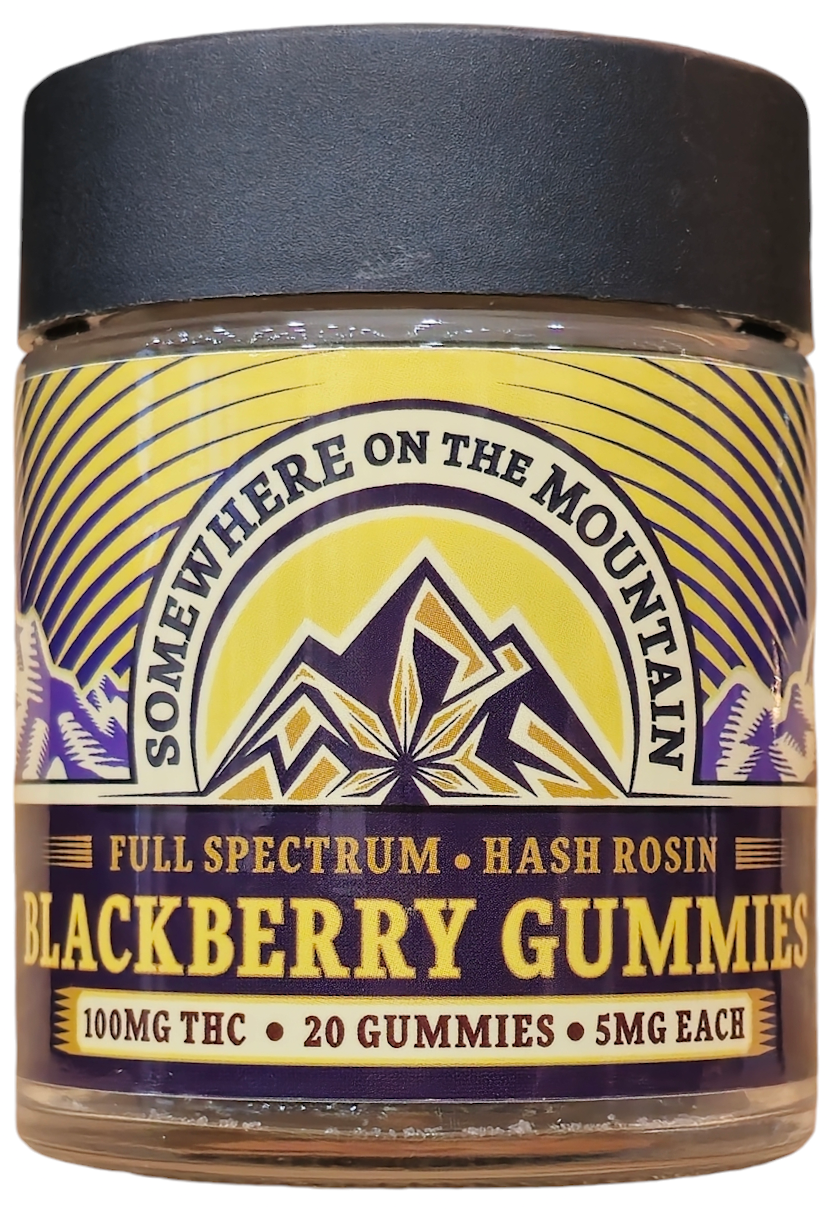Photograph of product: Somewhere On The Mountain Blackberry au chocolat Rosin Gummies 100 mg TH-oui