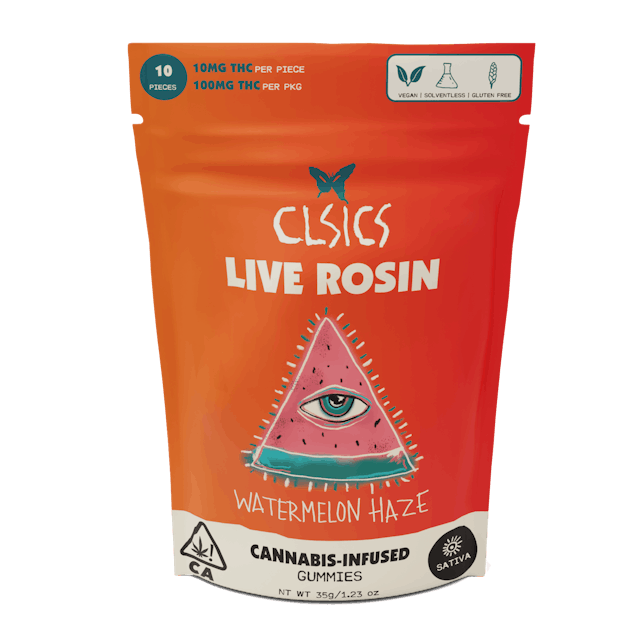 Photograph of product: Watermelon Haze Rosin Gummies 100mg