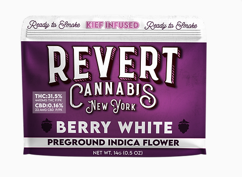 Photograph of product: Berry White - - Kief-Infused Ground Flower - Revert Oui'd - 14g